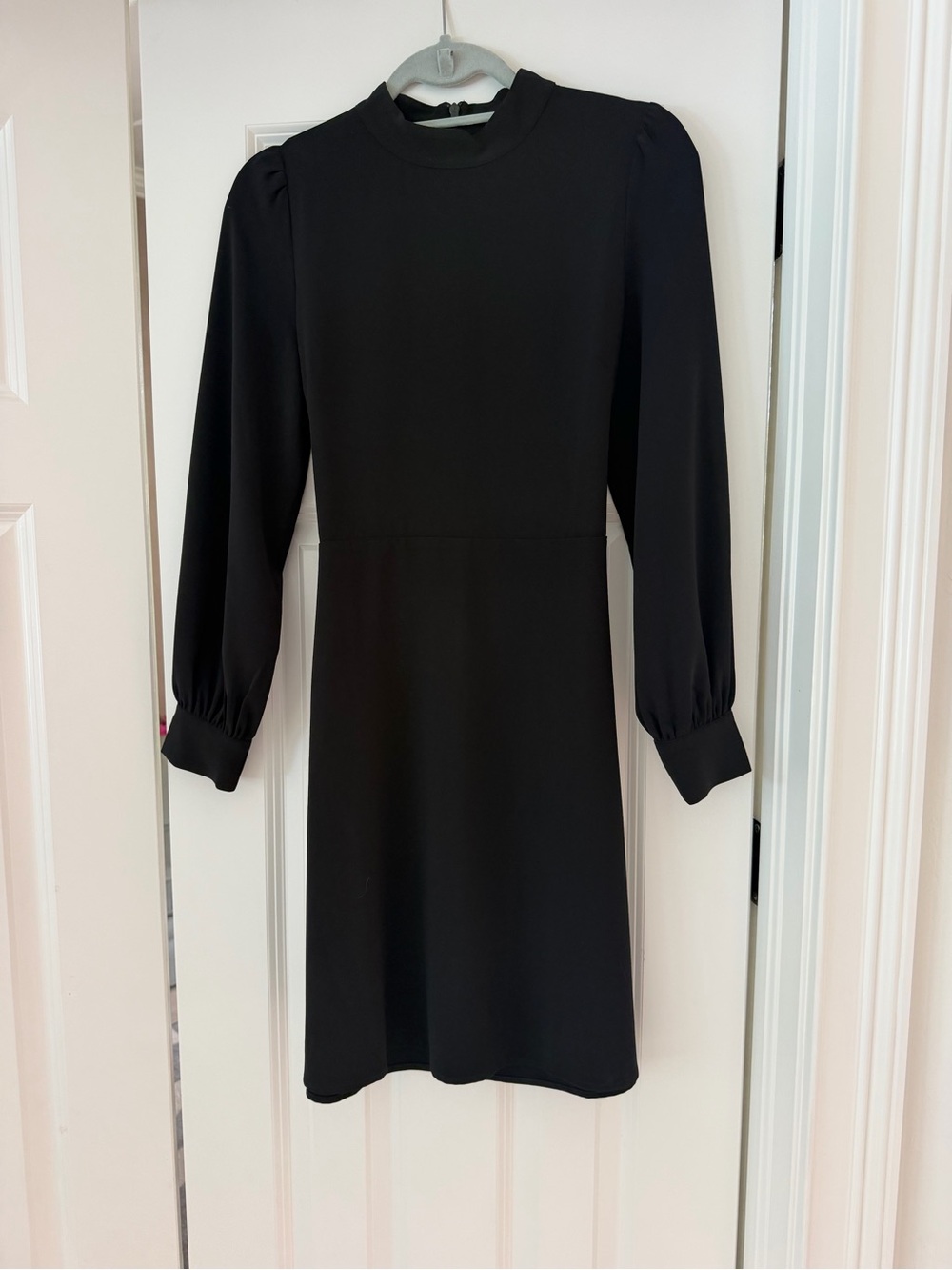 Banana Republic Black Long-Sleeve Mock Neck Dress